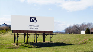 Horizontal Billboard within the grassy portion of the motorway (